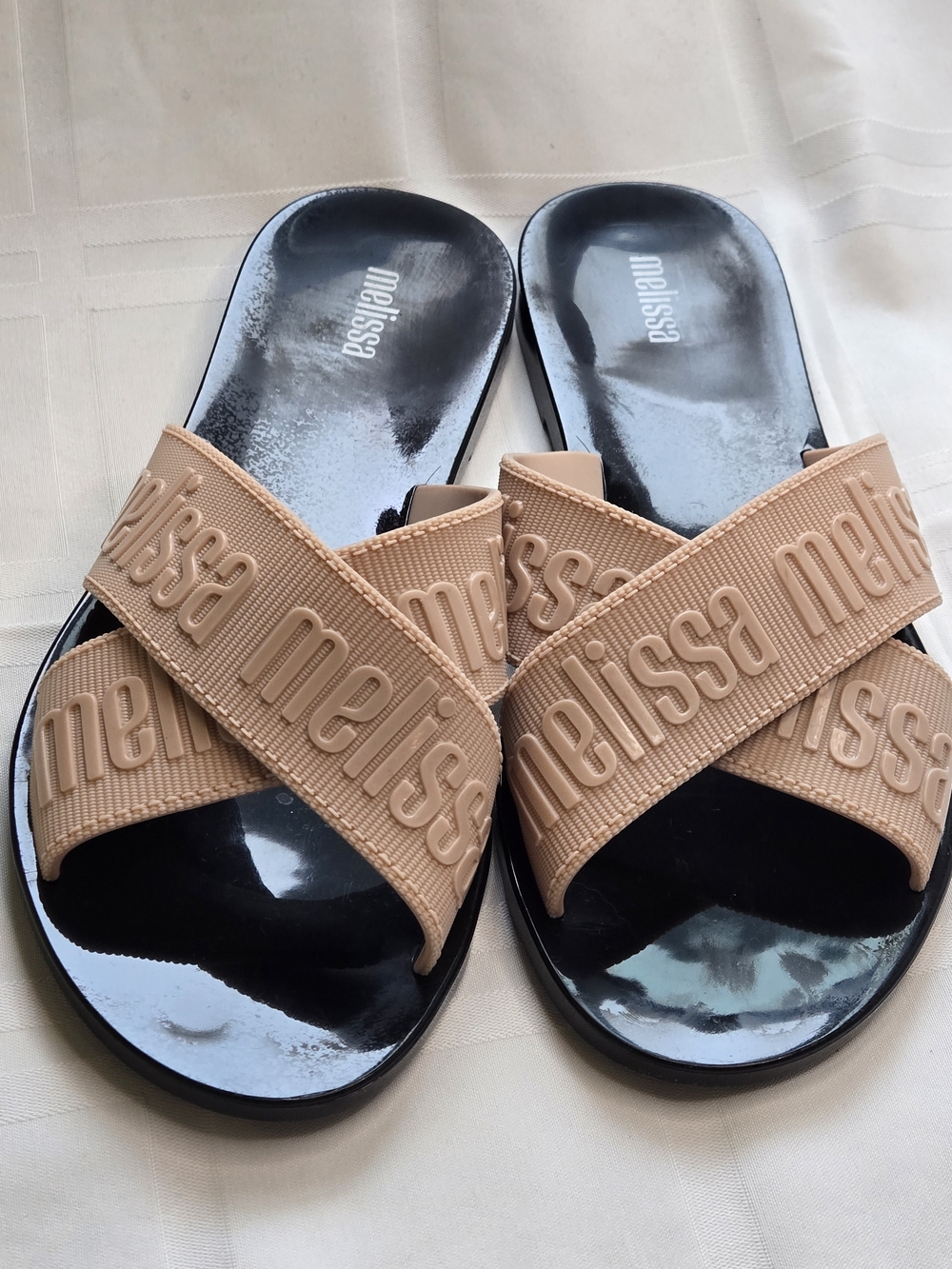 Melissa Logo Criss Cross Slide Sandals Size 8